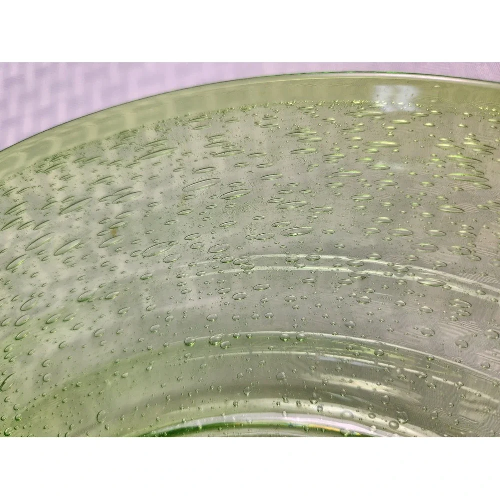 Empoli Green Pedestal Console Bowl Italian Controlled Bubble Glass 13